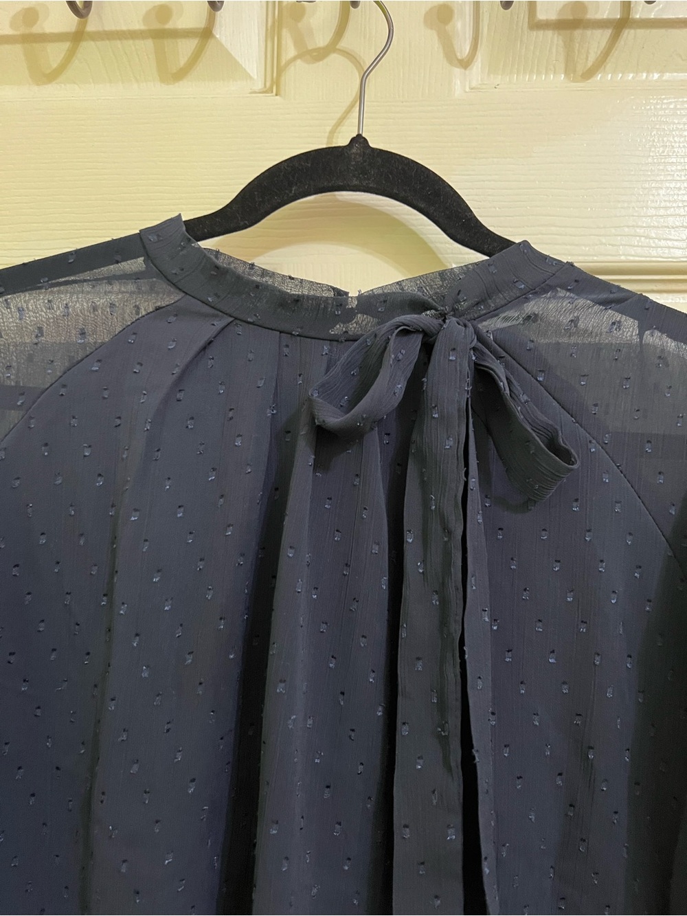 Shannon Ford New York Navy Blue Sheer Tie-Back Blouse